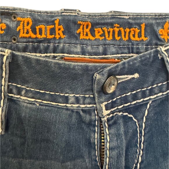 Rock Revival Capri Jeans Womens Size 30 Cyndee Mid-Rise Blue Distressed Denim - Picture 4 of 9